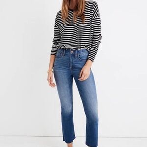 Madewell Women’s Cali Demi-Boot Distressed Blue Jeans Ankle Length Size 31